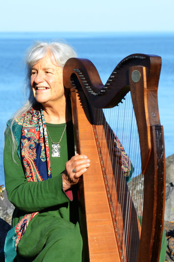 Georganne and her Harp ageless at the Lake